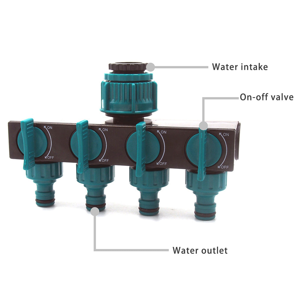 4 Way Hose Splitter 1-In-4-Out Hose Faucet Manifold Garden Hose Adapter Connector 4 Way Hose Splitter 1-In-4-Out Hose Faucet Manifold Garden Hose Adapter Connector